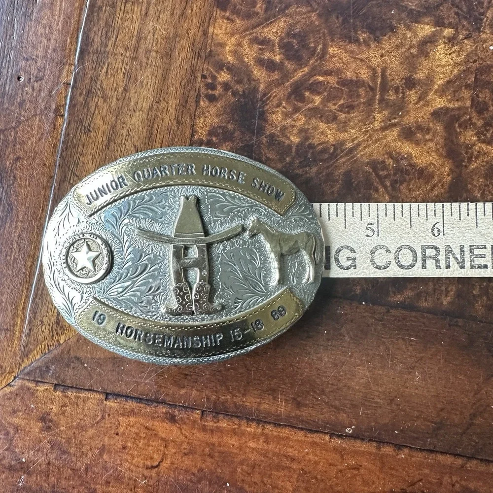 Award Design Medals Junior Quarterhorse Show Belt Buckle 4.2 Inch 1989 Texas